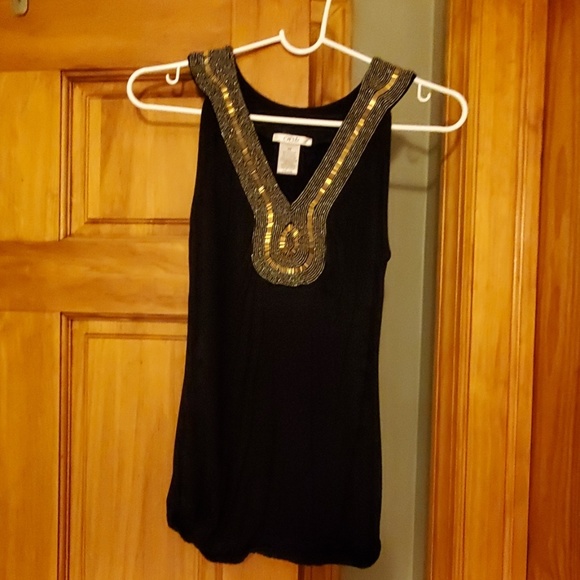 Cache black and gold sparkly sleeveless top - Picture 1 of 3